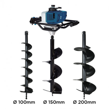 Świder Dołownik Spalinowy 58 cm³ - Podwójny uchwyt 100 / 150 / 200 mm
