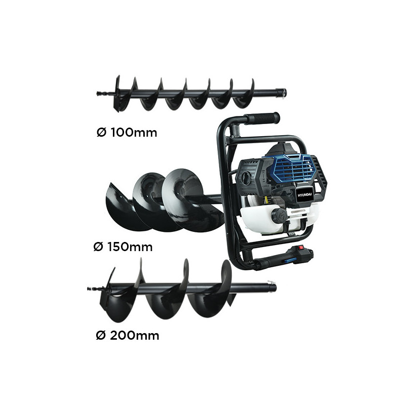 Grondboormachine op benzine 65 cm³ - Dual handle 100 /150 / 200 mm