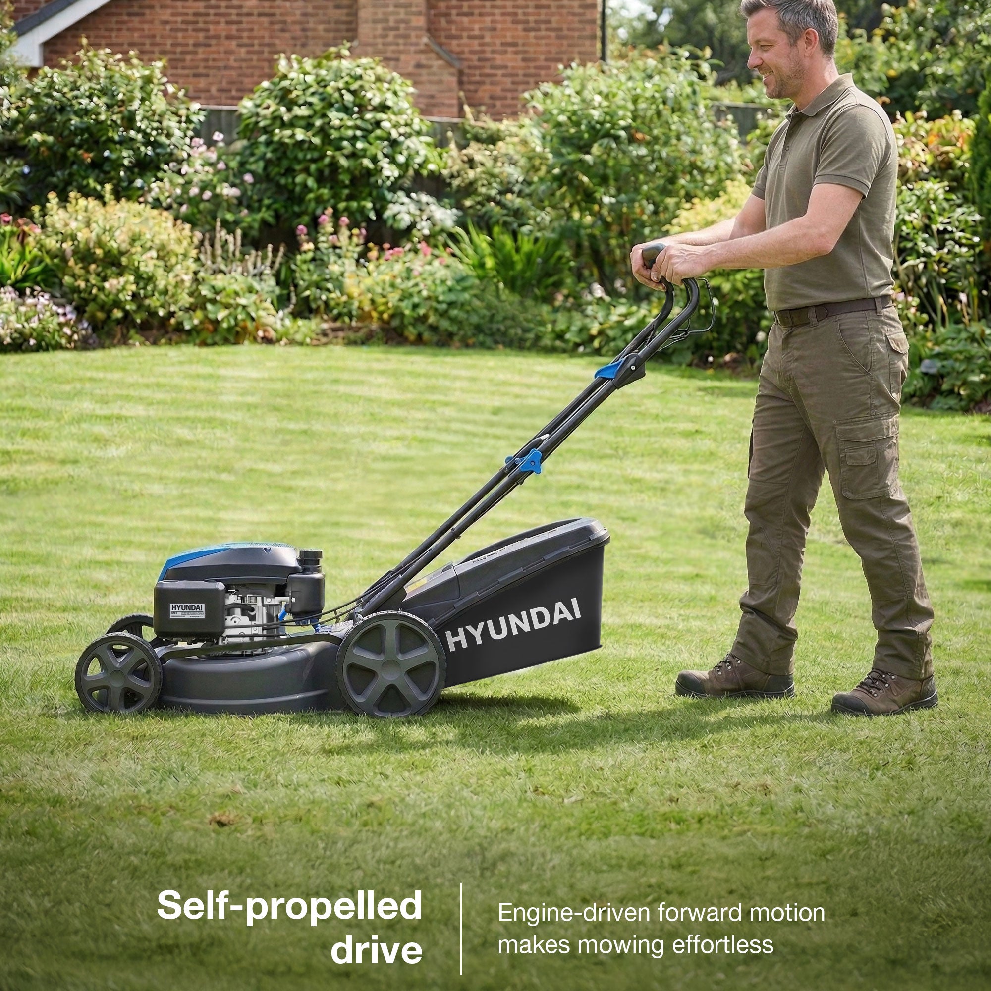 Tondeuse à gazon thermique autopropulsée Hyundai 46 cm / 18", 139 cm³, fonction mulching | HYM18150SPX