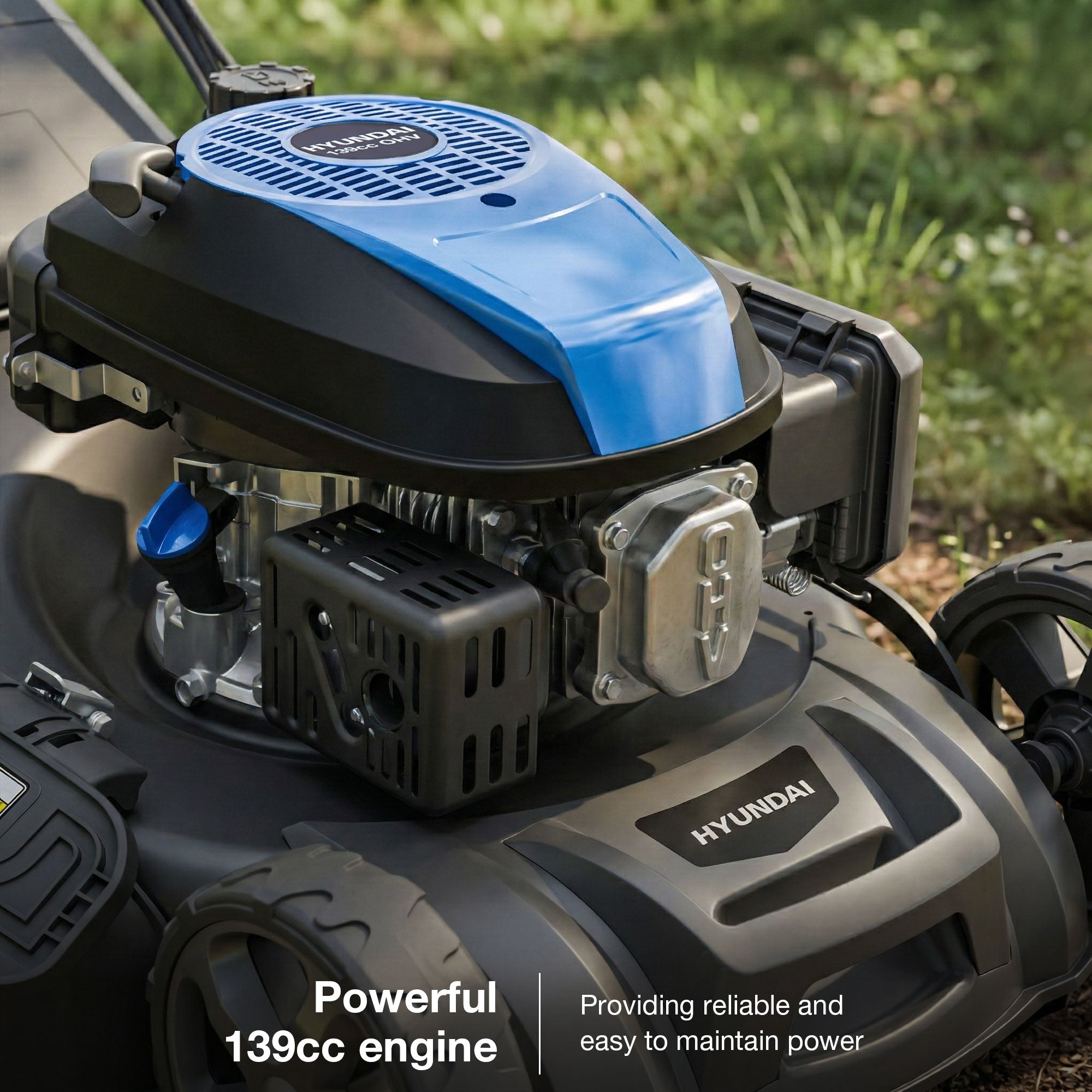 Tondeuse à gazon thermique autopropulsée Hyundai 46 cm / 18", 139 cm³, fonction mulching | HYM18150SPX