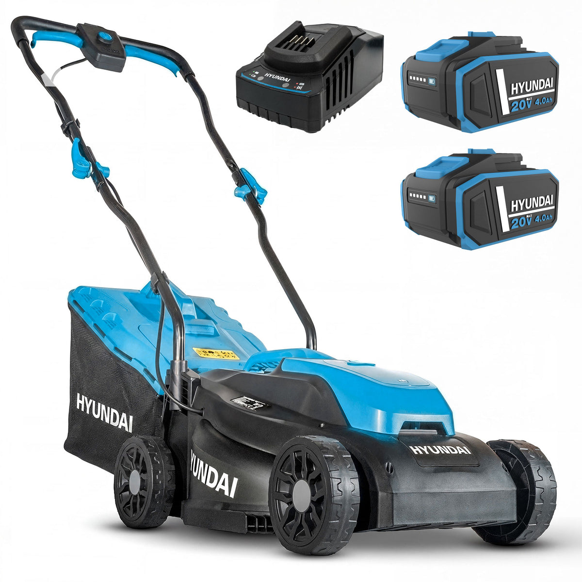 Hyundai 20V 33cm Brushless Lawnmower Kit with Extra 4Ah Battery