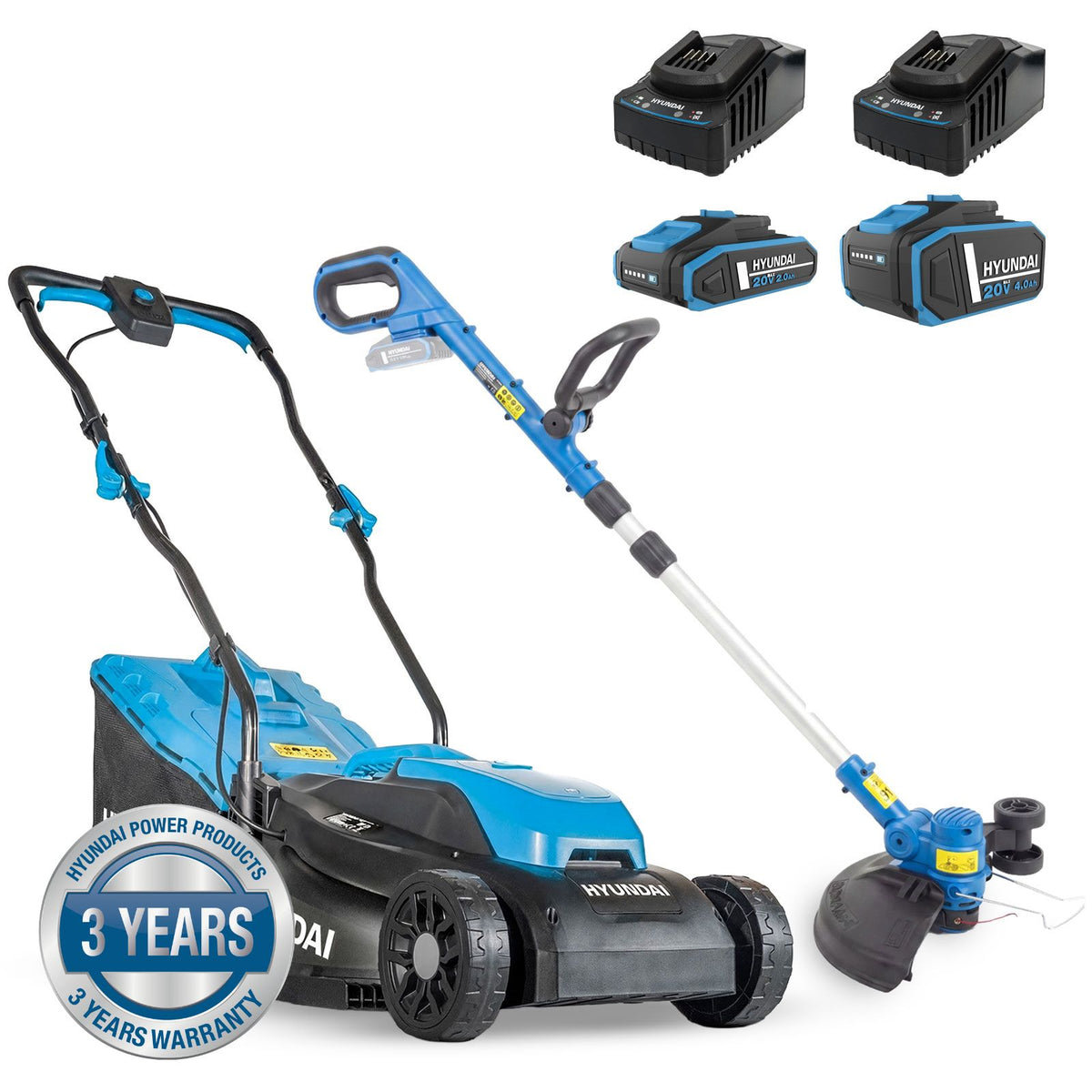 Hyundai 20V 33cm Lawnmower and 30cm Grass Trimmer Kit