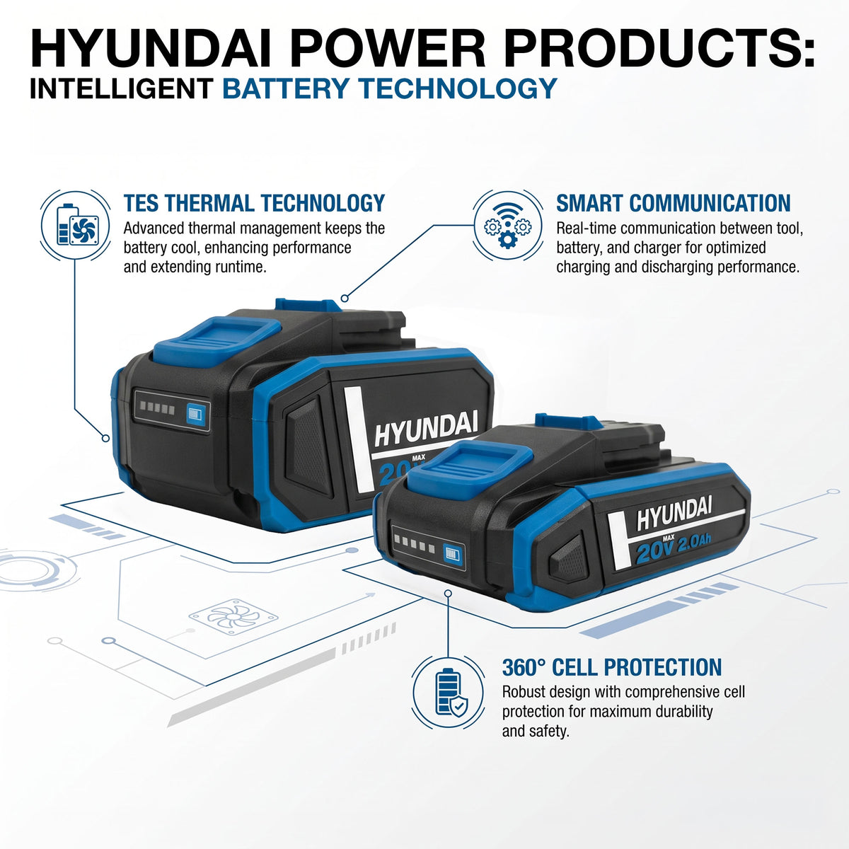 Perceuse visseuse sans fil Hyundai 20V 40Nm, batterie 2Ah et chargeur, 2 vitesses, lumière LED, mandrin 13 mm | DD20S-40TT